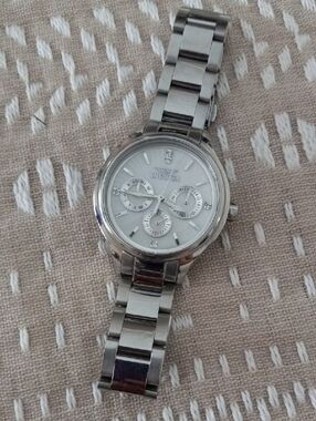 Invicta Silver and White Stainless Steel Bracelet Watch